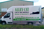 Luton van with vinyl lettering both sides, back and front